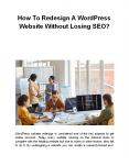 How To Redesign A WordPress Website Without Losing SEO? PowerPoint PPT Presentation