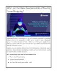 What are the Basic Fundamentals of Mobile Game Designing? PowerPoint PPT Presentation