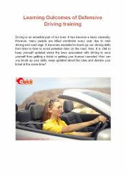 Learning Outcomes of Defensive Driving training
