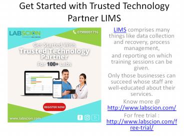 Get Started with Trusted Technology Partner LIMS