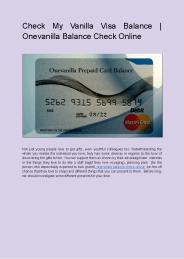 Check My Vanilla Visa Balance | Onevanilla Balance Check Online