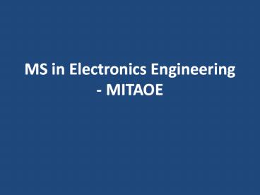 MS in Electronics Engineering - MIT AOE