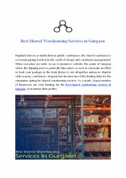 Best Shared Warehousing Services in Gurgaon