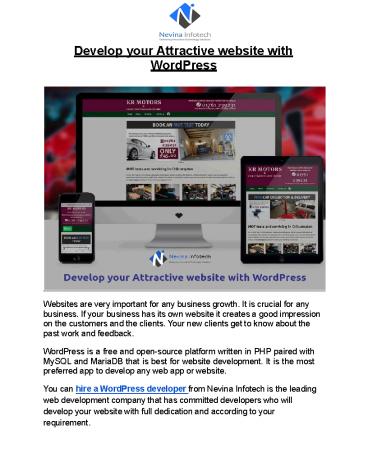 Develop your Attractive website with WordPress presentation | free to ...