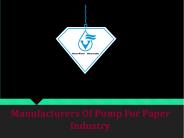 Pump for Paper Industry