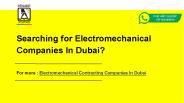 Electromechanical Companies In Dubai | Electromechanical Contracting Companies In Dubai.