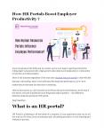 How HR Portals Boost Employee Productivity? PowerPoint PPT Presentation