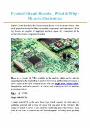 Printed Circuit Boards _ What & Why - Miracle Electronics