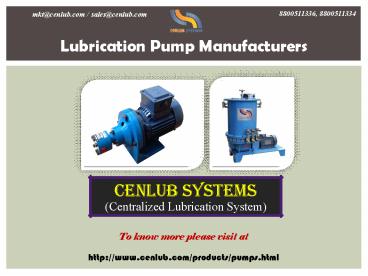 One of The Top Lubrication Pump Manufacturers In India