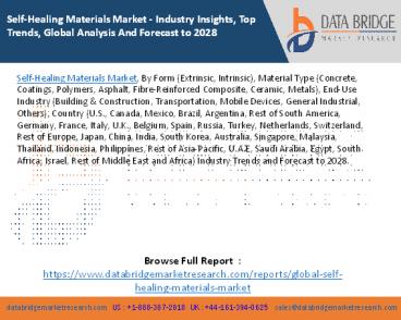 Self-Healing Materials Market - Industry Insights, Top Trends, Global Analysis And Forecast to 2028