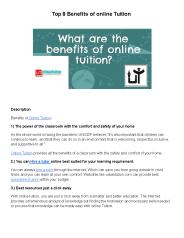 Top 8 Benefits of Online Tuition