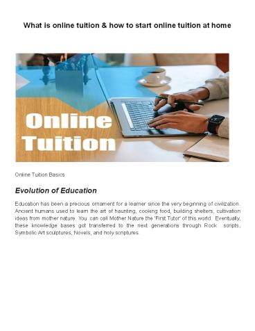 What is Online Tuition & How to Start Online Tuition at Home