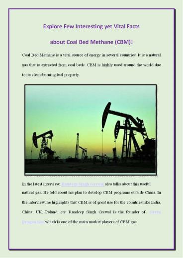 Explore Few Interesting yet Vital Facts about Coal Bed Methane (CBM)!