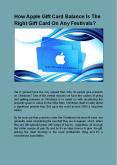 How Apple Gift Card Balance Is The Right Gift Card On Any Festivals? PowerPoint PPT Presentation
