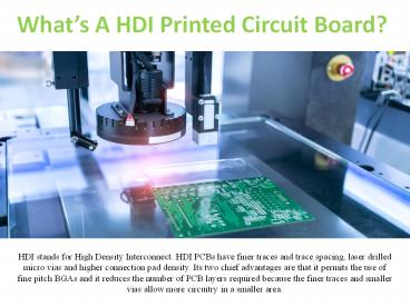 What’s A HDI Printed Circuit Board?