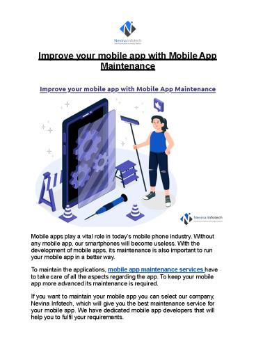 Improve your mobile app with Mobile App Maintenance