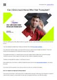 Can I Drive back Home After Hair Transplant? PowerPoint PPT Presentation