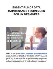 ESSENTIALS OF DATA MAINTENANCE TECHNIQUES FOR UX DESIGNERS
