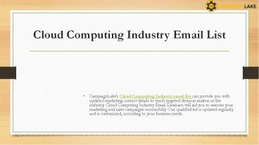 Cloud Computing Industry Email list | Cloud Computing Management