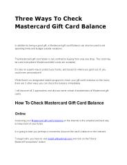 Three Ways To Check Mastercard Gift Card Balance