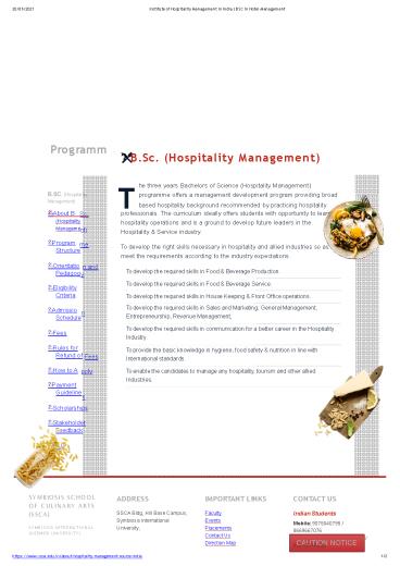 PPT – Institute of Hospitality Management in India | BSC in Hotel ...