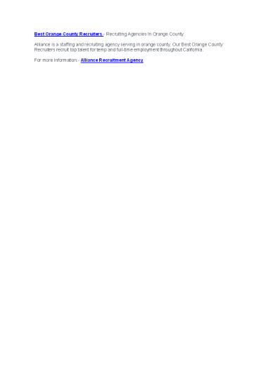 Orange County Recruiters - Recruiting Agencies In Orange County