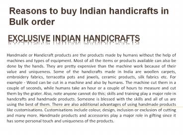 Reasons to buy Indian handicrafts in Bulk order