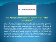 Are Readymade Investment Portfolios Good For Investment?