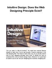 Intuitive Design: Does the Web Designing Principle Exist?