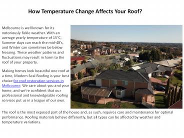 How Temperature Change Affects Your Roof
