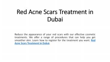Red Acne Scars Treatment in Dubai