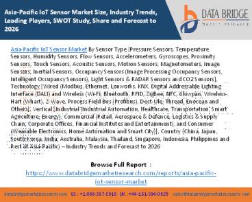 Asia-Pacific IoT Sensor Market Size, Industry Trends, Leading Players, SWOT Study, Share and Forecast to 2026