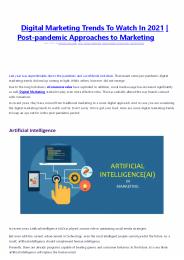 Post-pandemic Approaches to Marketing