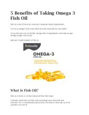 5 Benefits of Taking Omega 3 Fish Oil