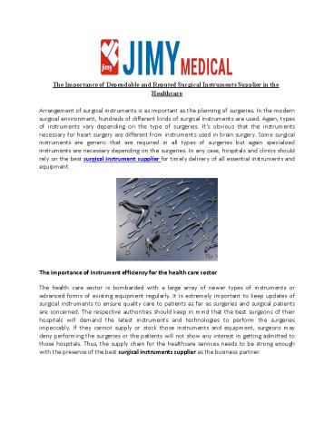 The importance of dependable and reputed surgical instruments supplier in the healthcare