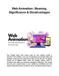 Web Animation: Meaning, Significance & Disadvantages PowerPoint PPT Presentation