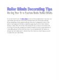 Roller Blinds Decorating Tips