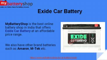 Premium Exide Car Battery