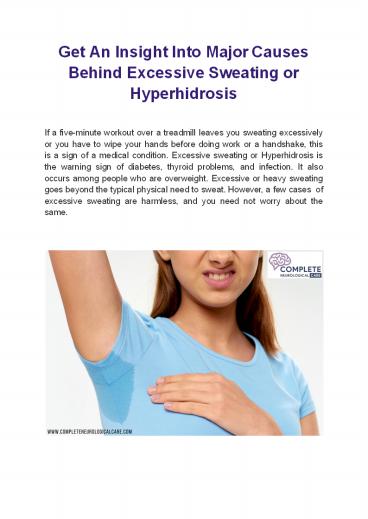 Get An Insight Into Major Causes Behind Excessive Sweating or Hyperhidrosis