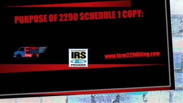 form2290filing schedule 1 purpose