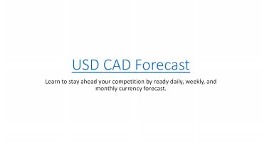 USD CAD Forecast