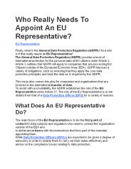 Who Really Needs To  Appoint An EU  Representative?