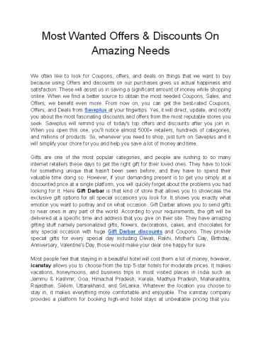 Most Wanted Offers & Discounts On Amazing Needs