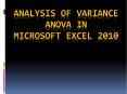 Analysis of Variance (ANOVA) in MS Excel 2010 PowerPoint PPT Presentation