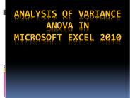 Analysis of Variance (ANOVA) in MS Excel 2010