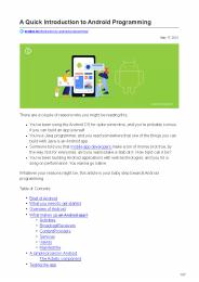 A QUICK INTRODUCTION TO ANDROID PROGRAMMING