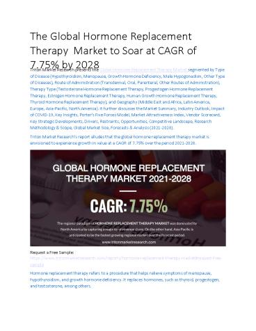Global Hormone Replacement Therapy Market | Share, Size