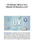 UX Maturity: What is Your Website UX Maturity Level? PowerPoint PPT Presentation