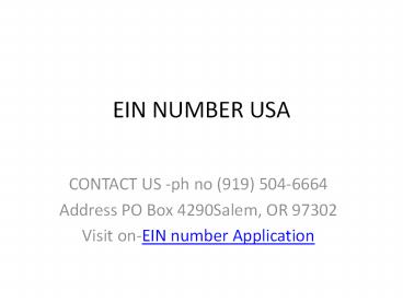 EIN Number USA