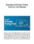 Emerging UI Design Testing Tools for Your Website PowerPoint PPT Presentation